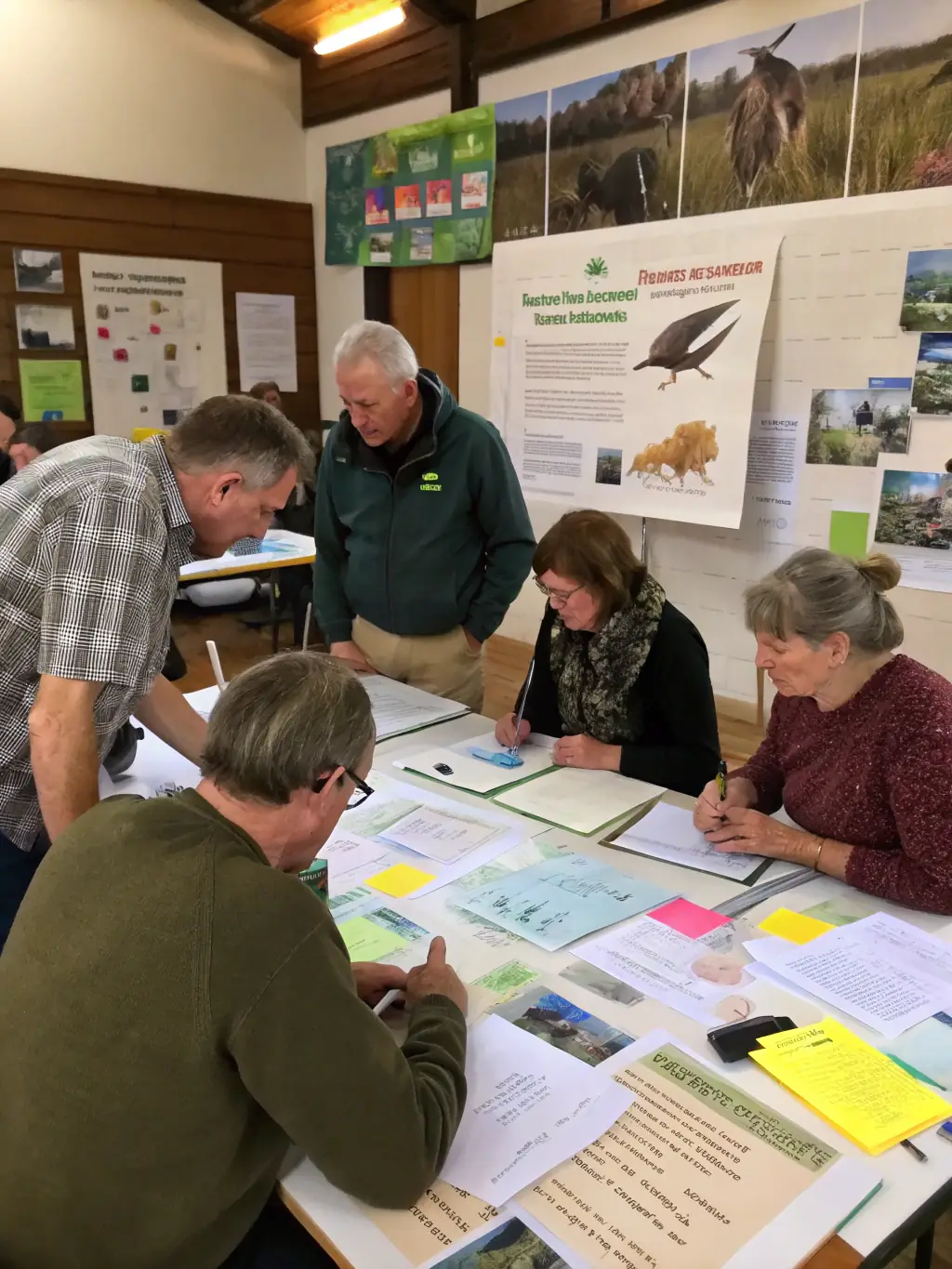 A community workshop with local residents and children learning about wildlife and conservation practices.